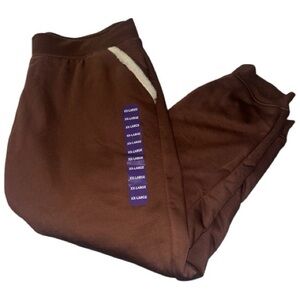 NWOT Member’s Mark Plus Size Brown Sherpa Lined Joggers Sweatpants XXL New